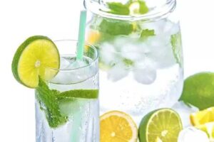 water with limes and lemons