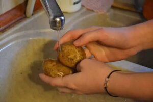 washing vegetables